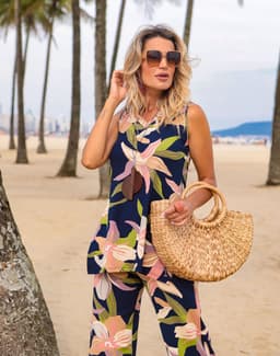 Conjunto Kalimera - Floral Marinho