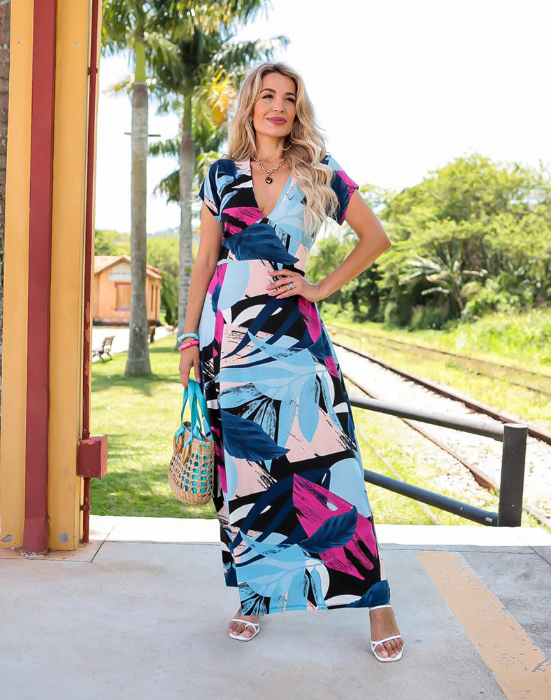 Vestido Santorini - Pintura Azul