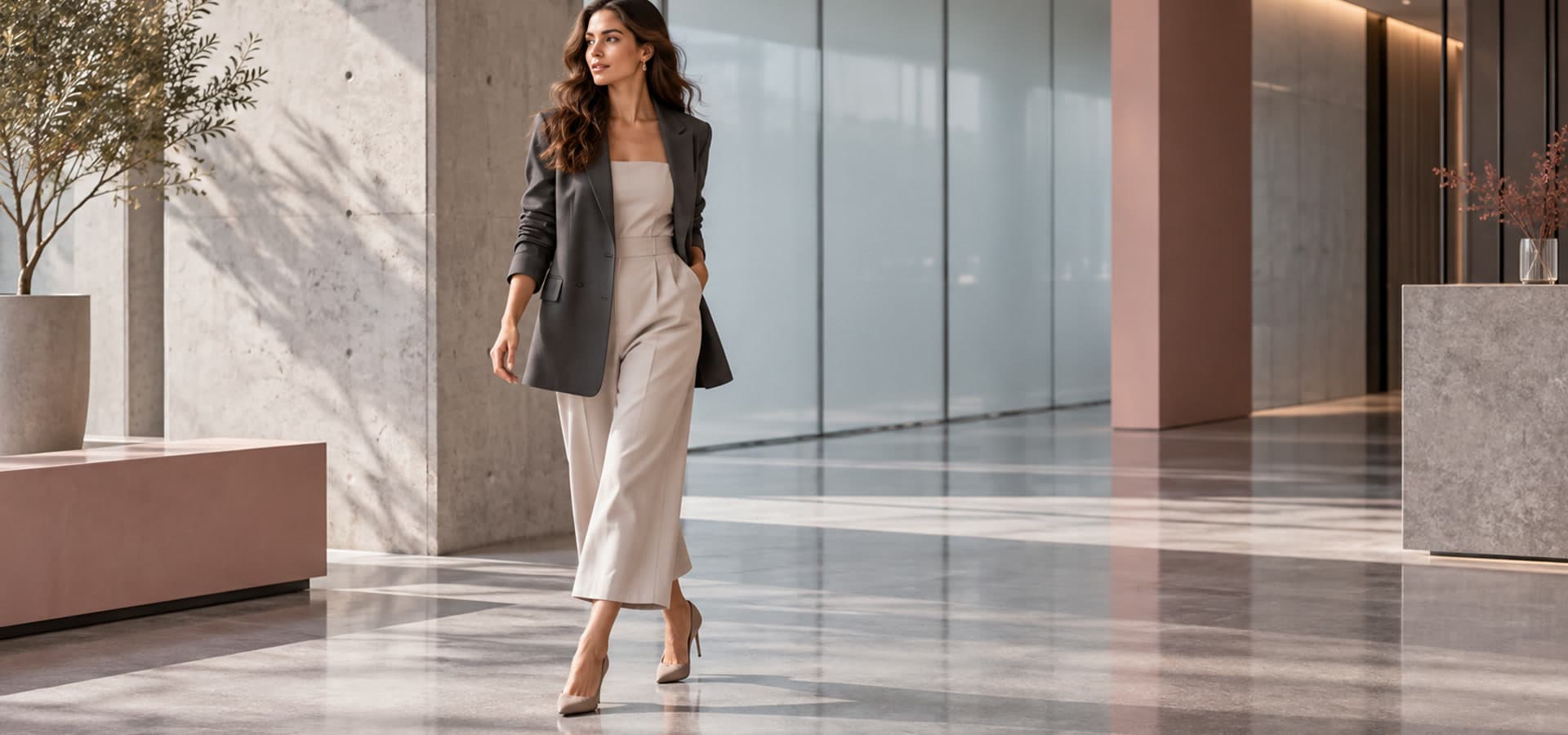 Como usar macacão com blazer: comprimento da camada, cintura e calçado